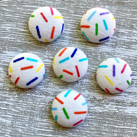 Rainbow Sprinkles Fabric Button Earrings