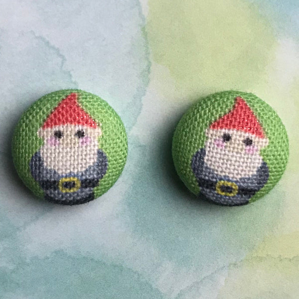 Garden Gnome Button Earrings