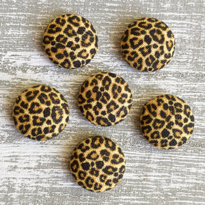Leopard Print Fabric Button Earrings