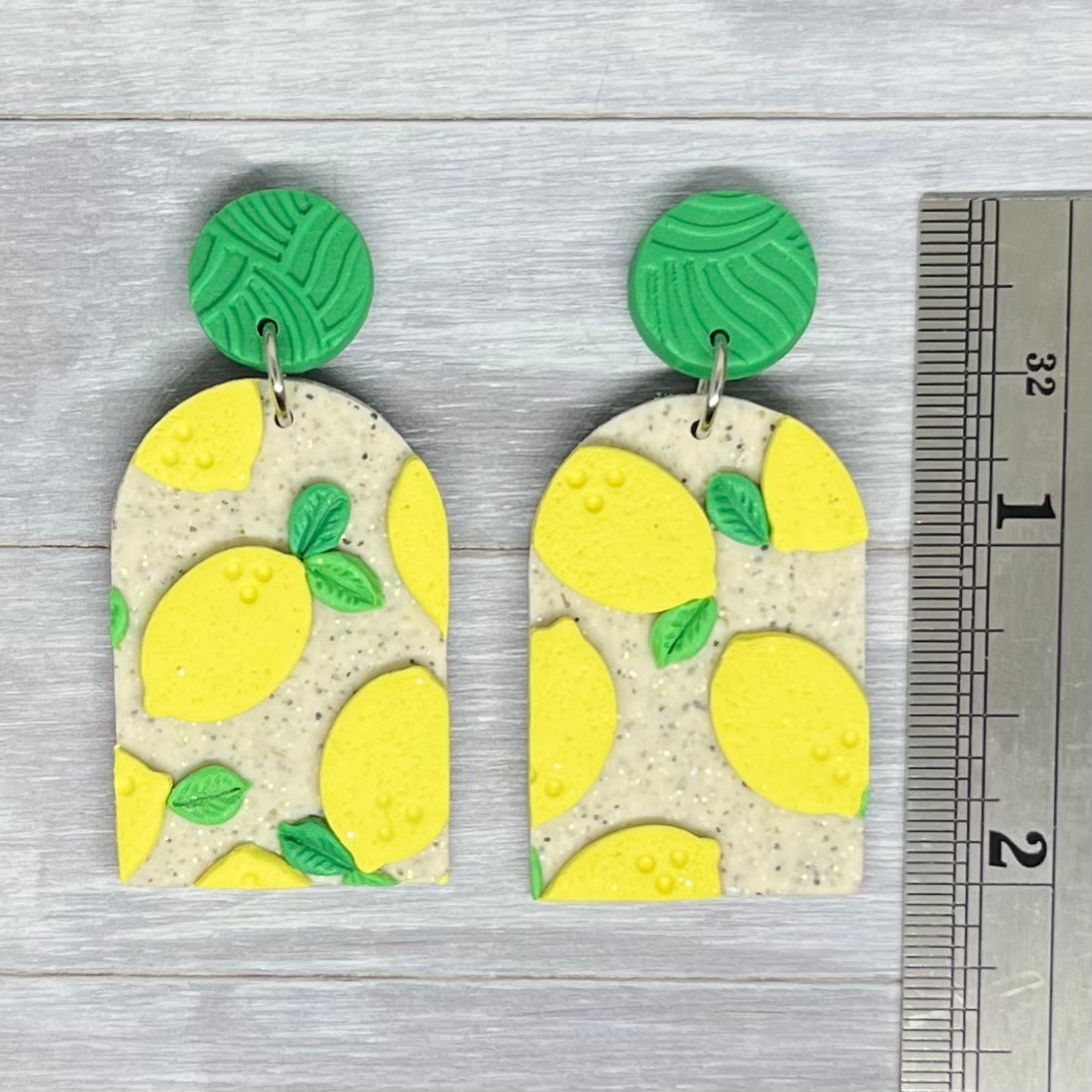 Lemon Polymer Clay Slab Earrings