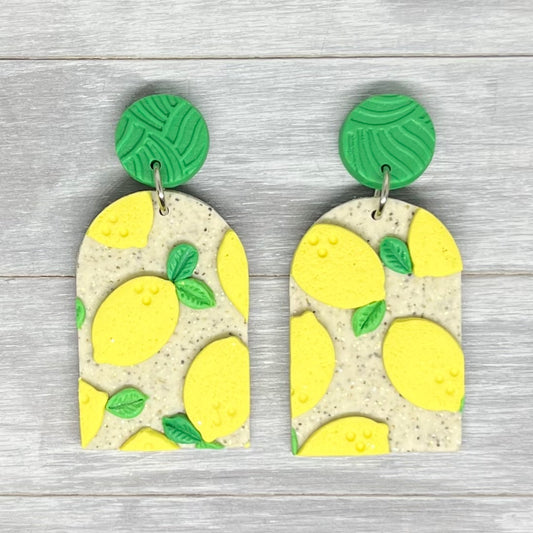 Lemon Polymer Clay Slab Earrings