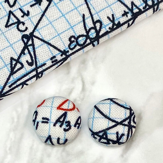 Mathematics Fabric Button Earrings