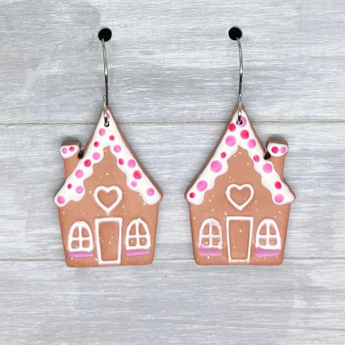 Gingerbread House Polymer Clay Dangles
