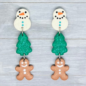 Holiday Trio Polymer Clay Stud Dangles