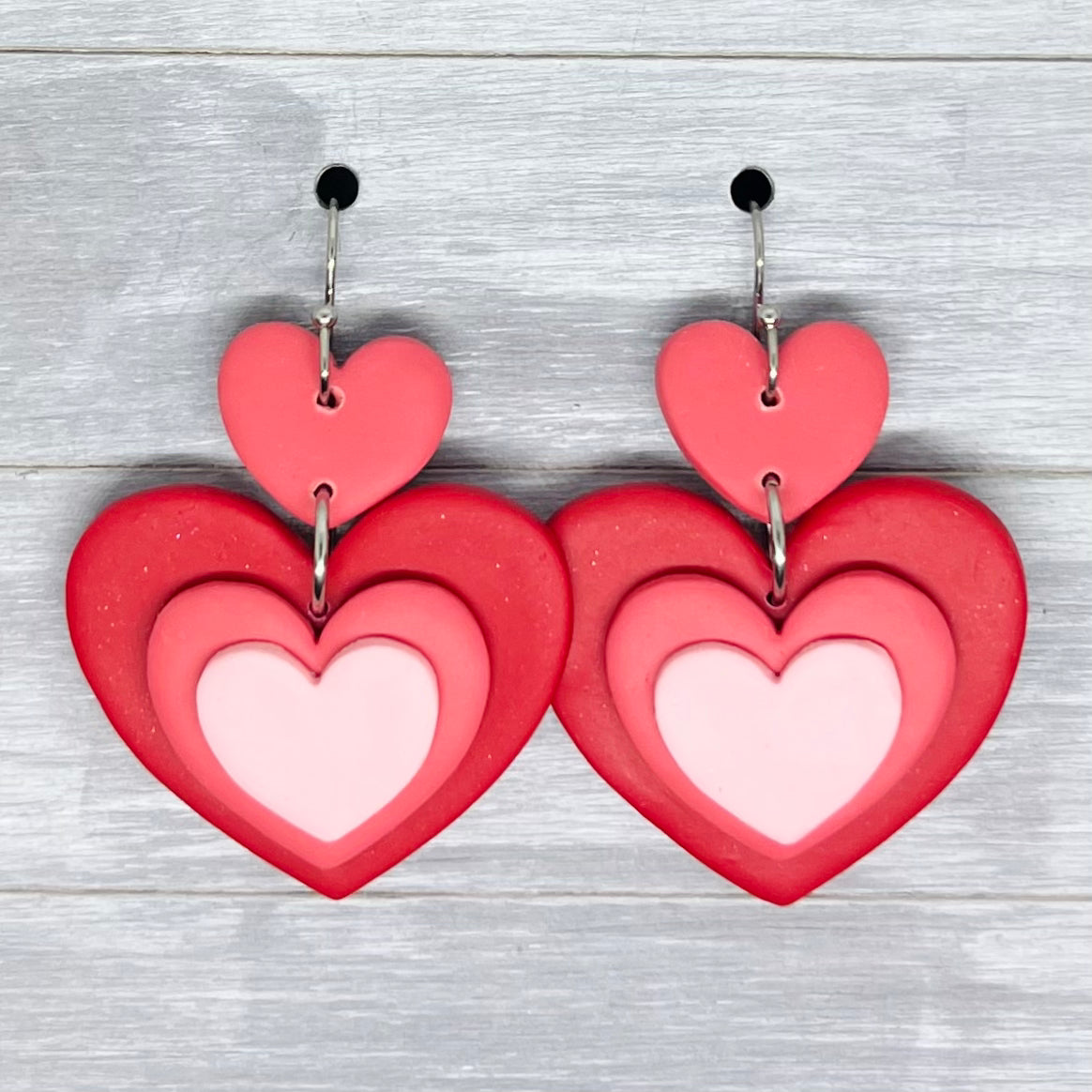 Retro Heart Polymer Clay Dangles