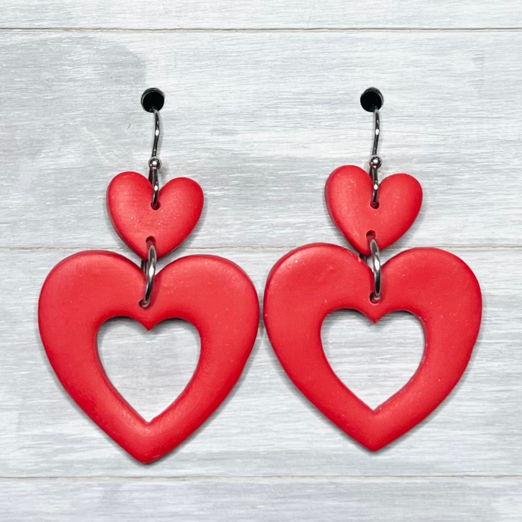 Hollow Heart Polymer Clay Dangles
