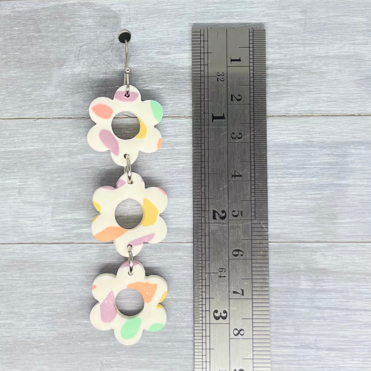 Spring Terrazzo Flower Trio Polymer Clay Dangles