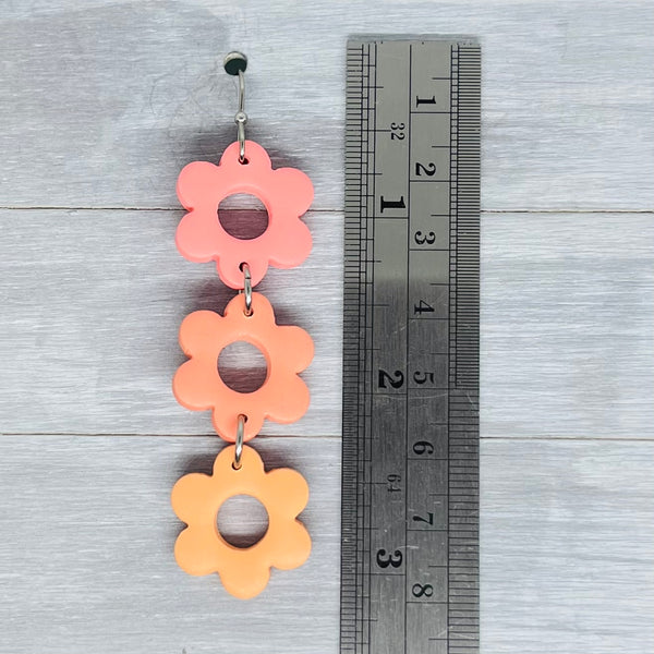 Spring Ombre Flower Trio Polymer Clay Dangles