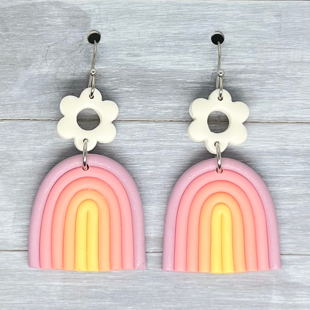 Spring Rainbow Polymer Clay Dangles