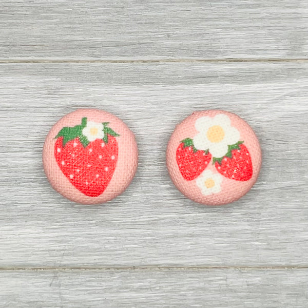 Berry Cute Fabric Button Earrings