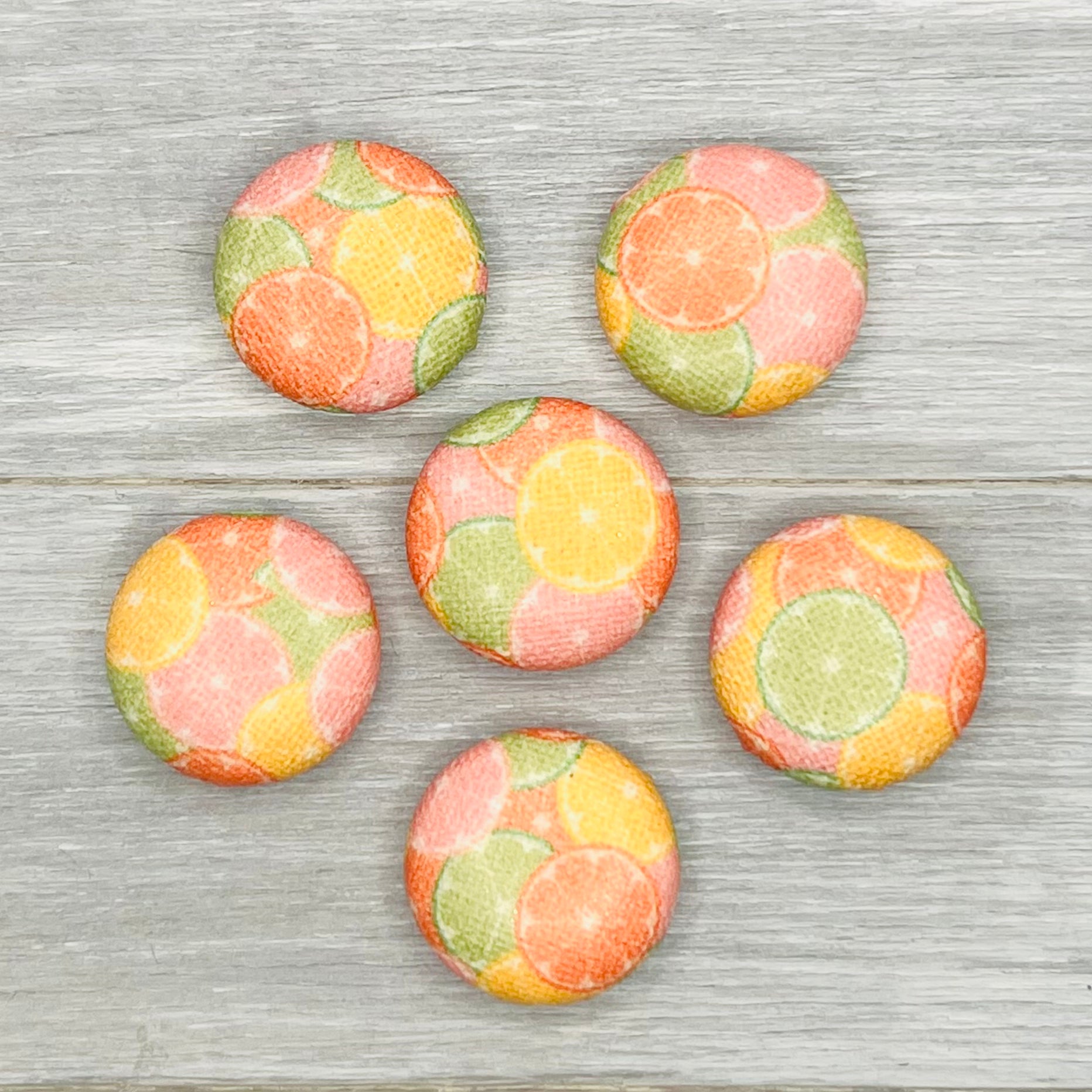 Citrus Mix Fabric Button Earrings