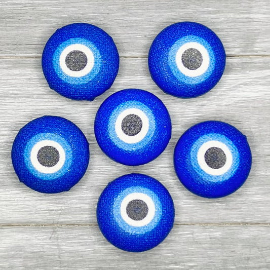 Evil Eye Fabric Button Earrings