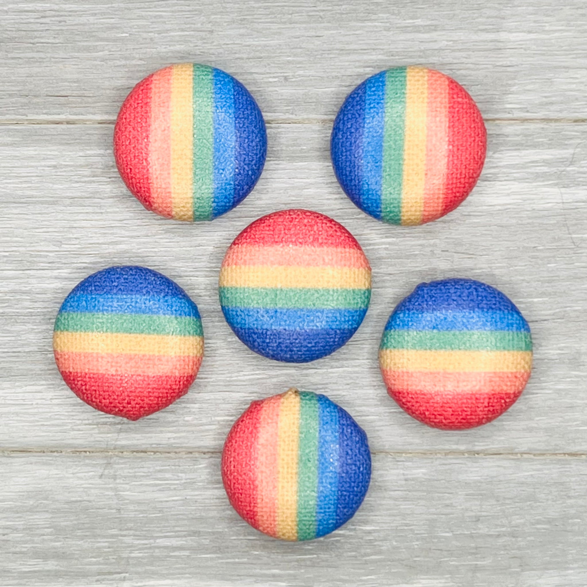Rainbow Stripes Fabric Button Earrings