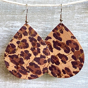 Leopard Print Cork Leather Earrings