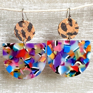 Funky Friday Acrylic/Cork Leather Dangles