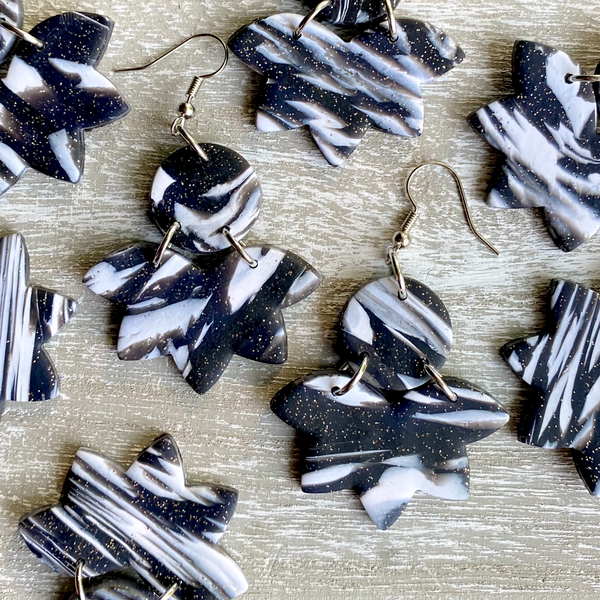 Black & White Marble Polymer Clay Earrings