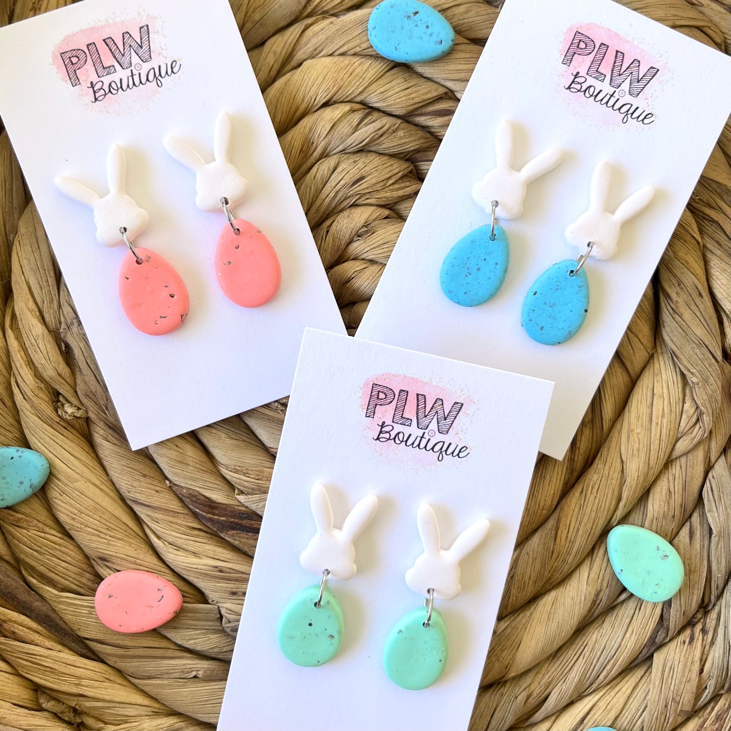 Bunnies & Eggs Polymer Clay Dangles