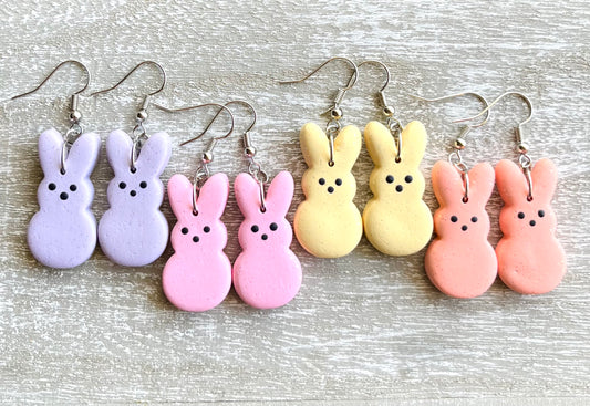 Marshmallow Bunny Polymer Clay Dangles