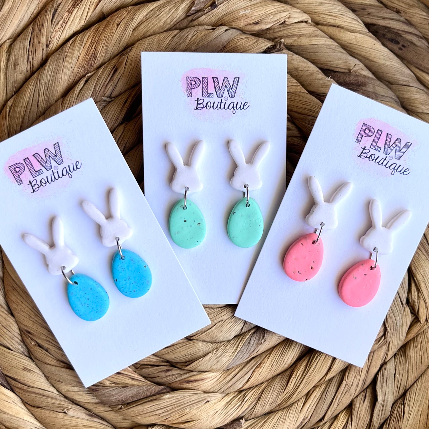 Bunnies & Eggs Polymer Clay Dangles