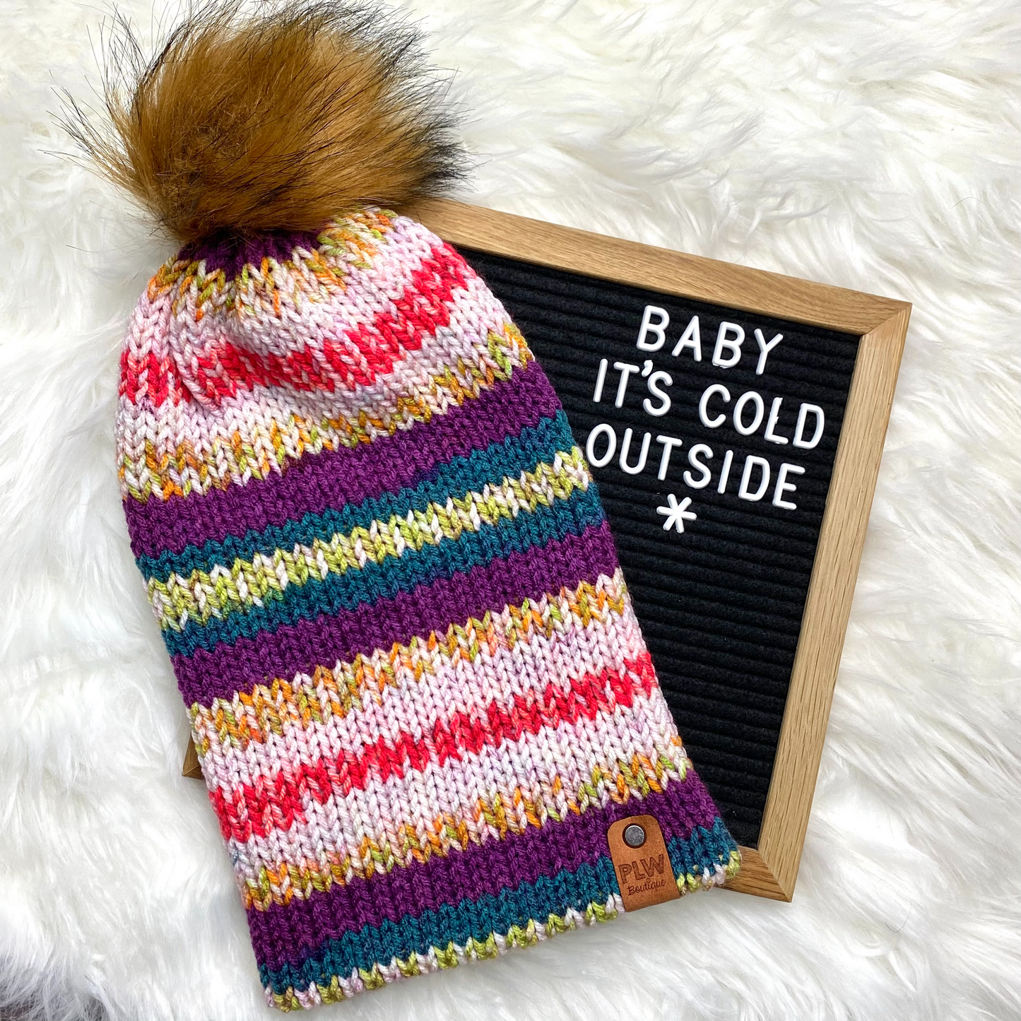 Winter Stripe Slouchy Beanie