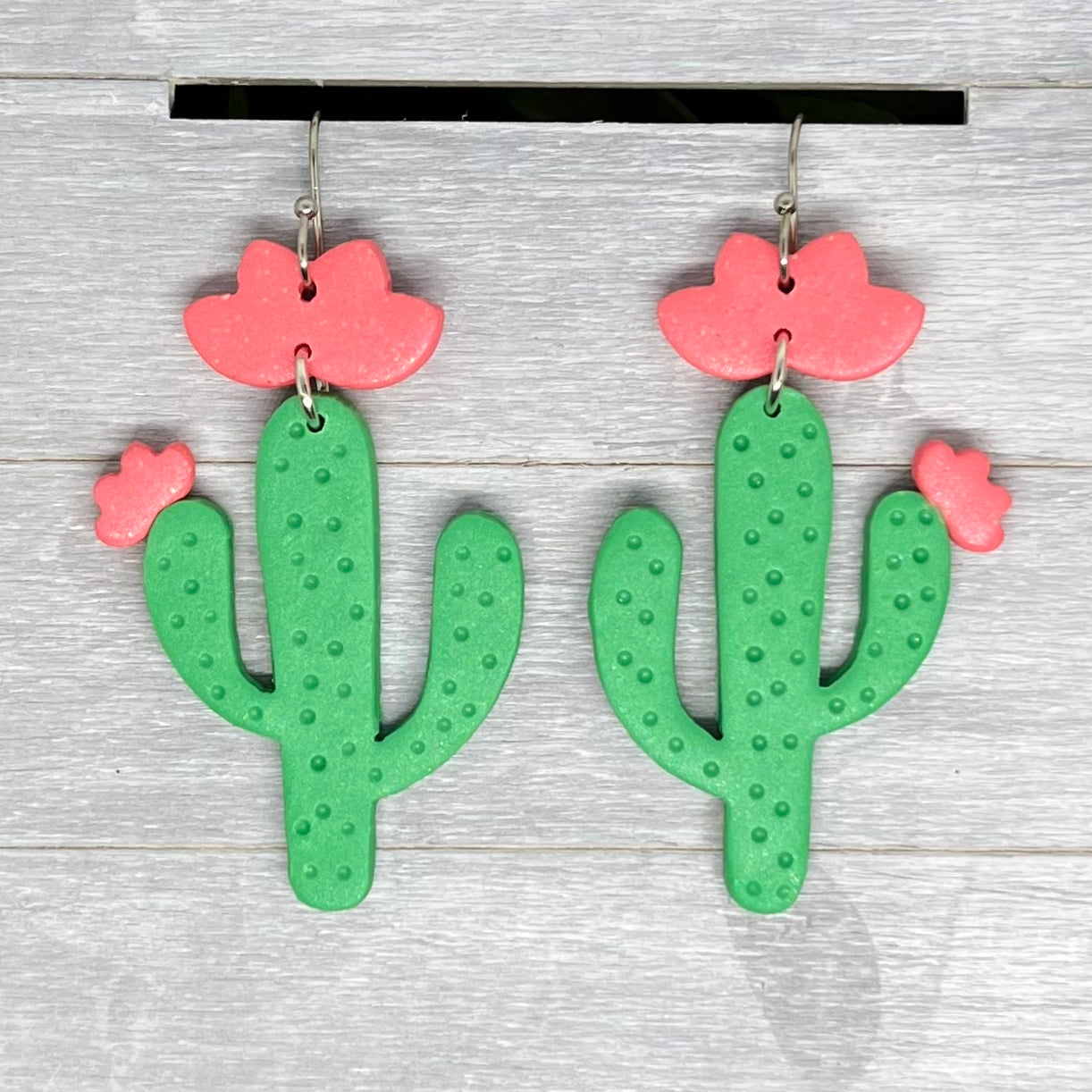 Flowering Cactus Polymer Clay Dangles