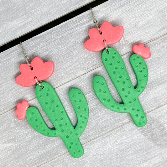 Flowering Cactus Polymer Clay Dangles