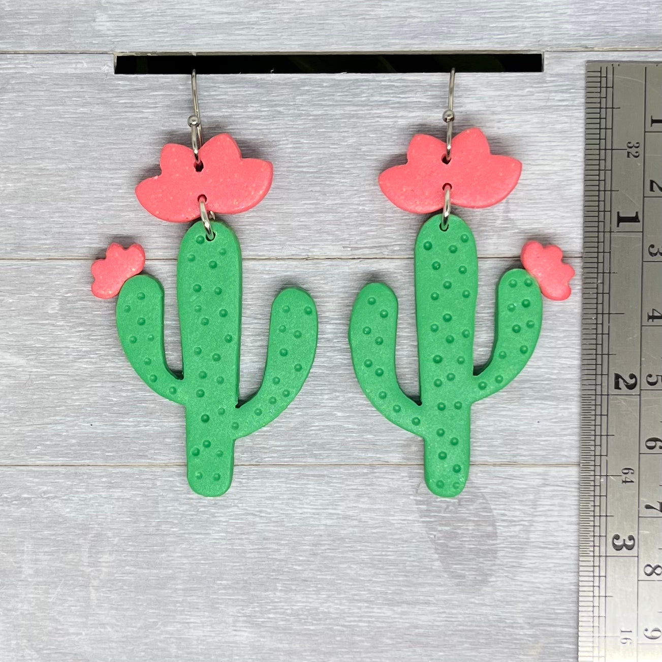 Flowering Cactus Polymer Clay Dangles