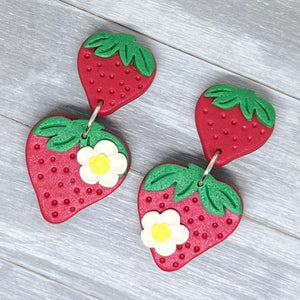 Summer Strawberry Polymer Clay Earrings