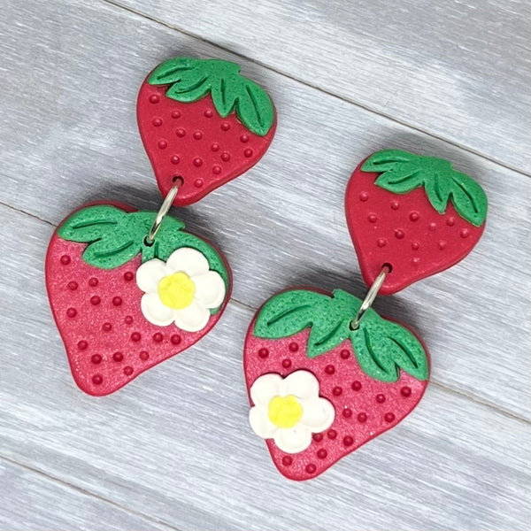 Summer Strawberry Polymer Clay Earrings