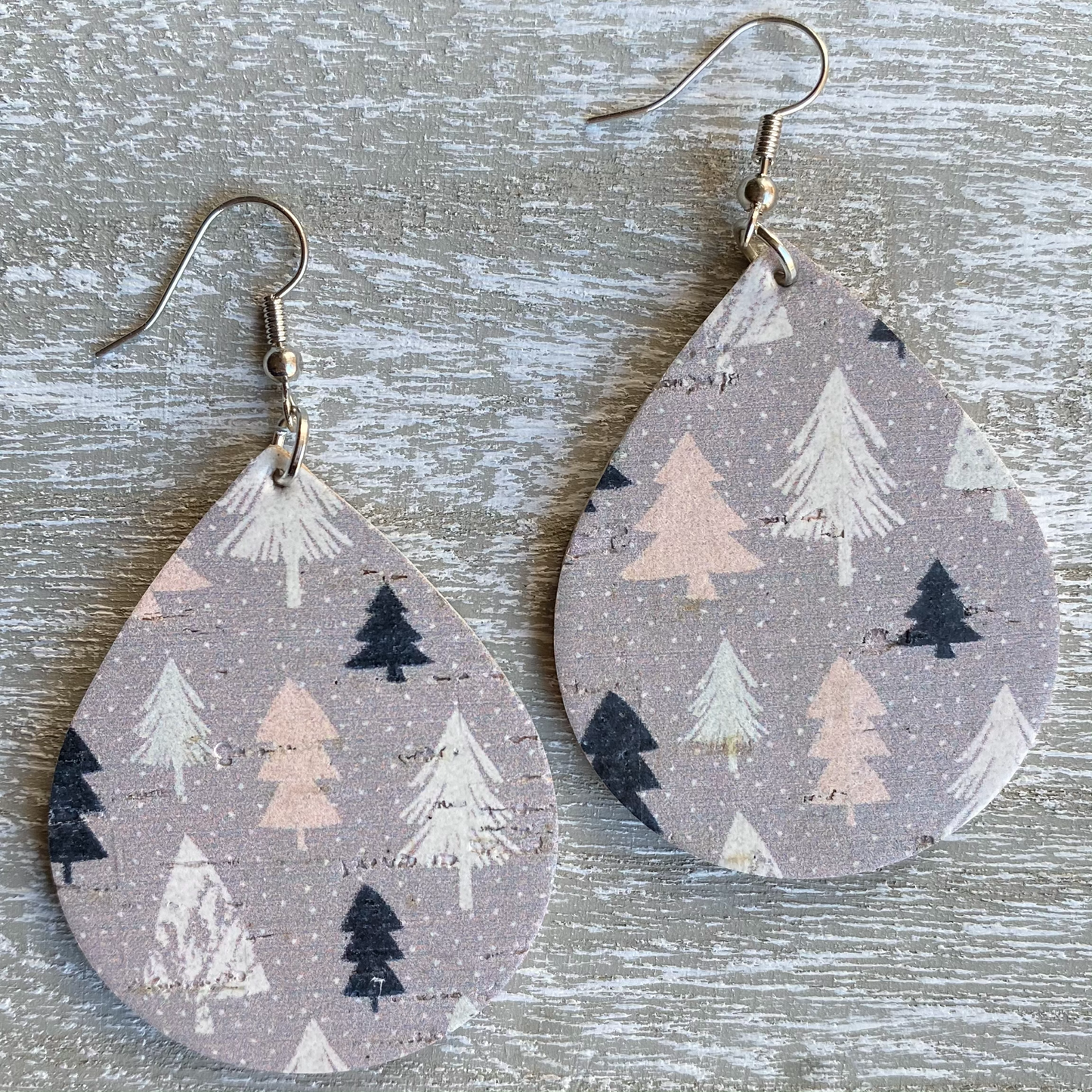 Pastel Purple Tree Cork Leather Earrings