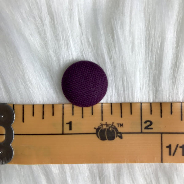 Metallic Purple Fabric Button Earrings