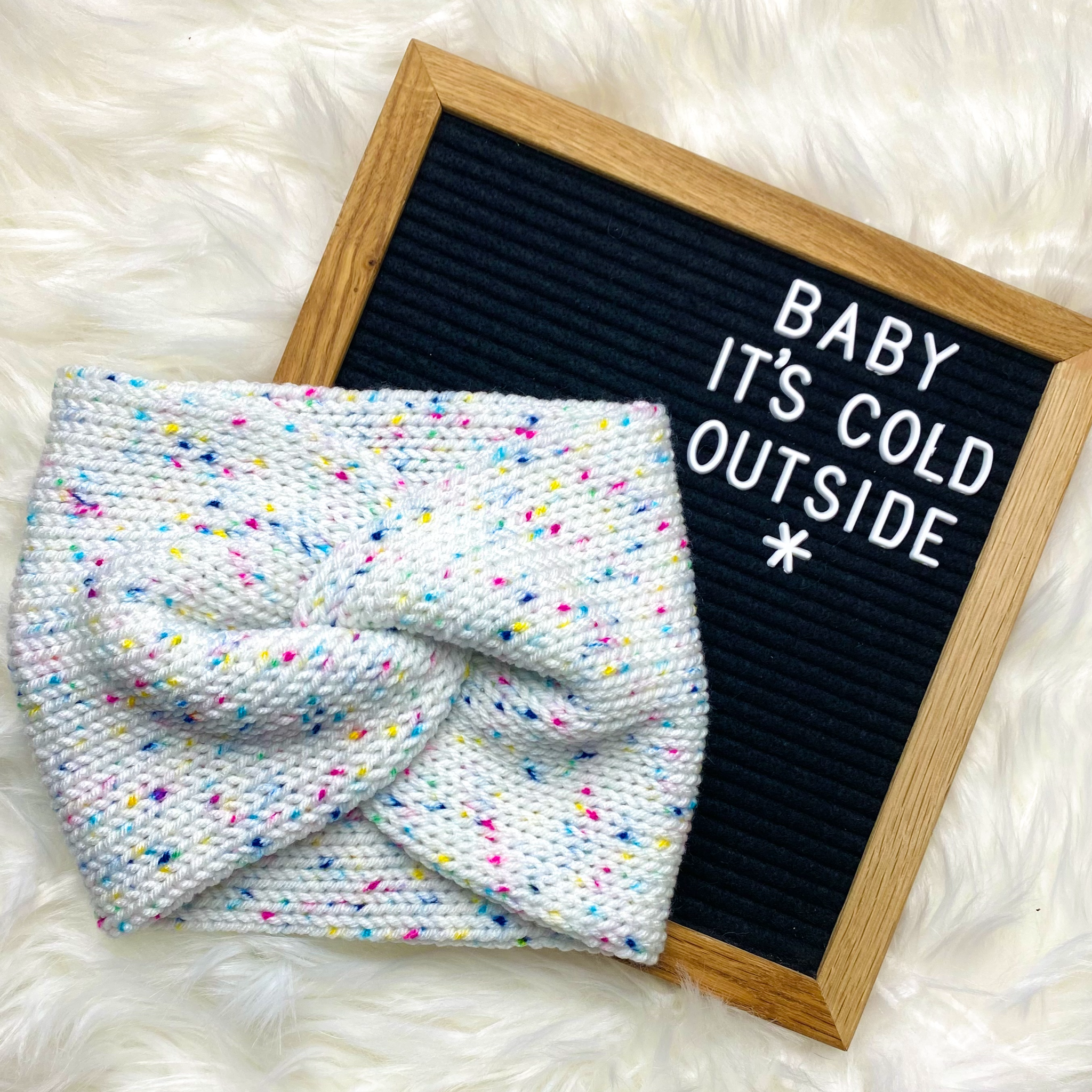 Cool Tone Fruity Speckles Twist Ear Warmer / Headband