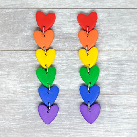 Rainbow Pride Heart Stud Dangles