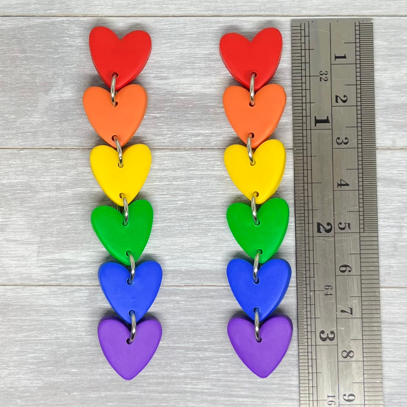 Rainbow Pride Heart Stud Dangles