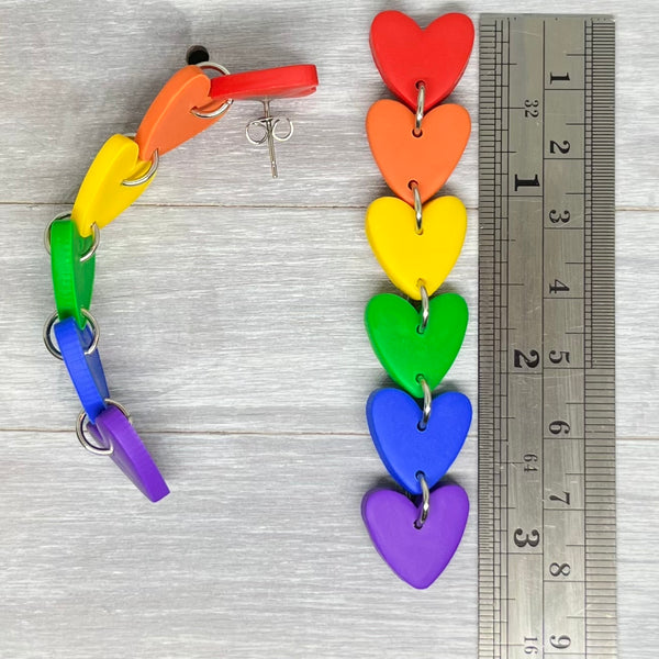 Rainbow Pride Heart Stud Dangles