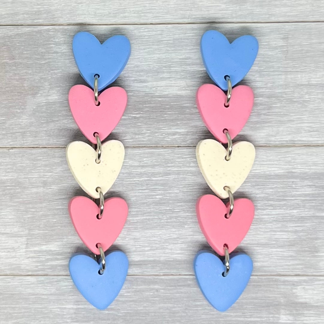 Transgender Pride Heart Stud Dangles