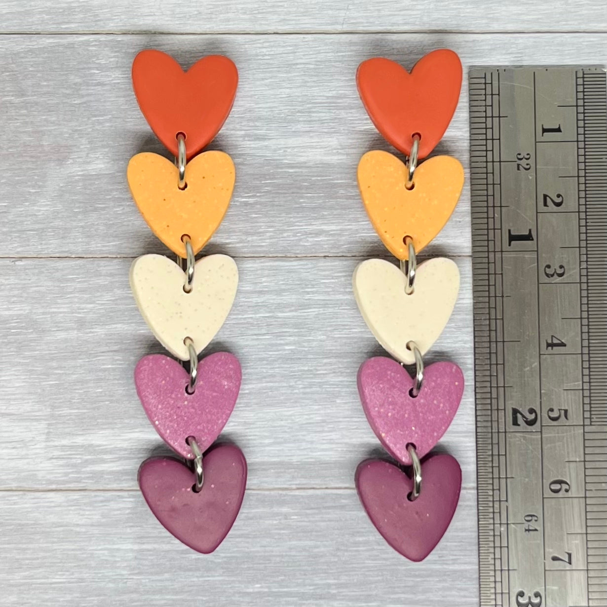 Lesbian Pride Heart Stud Dangles