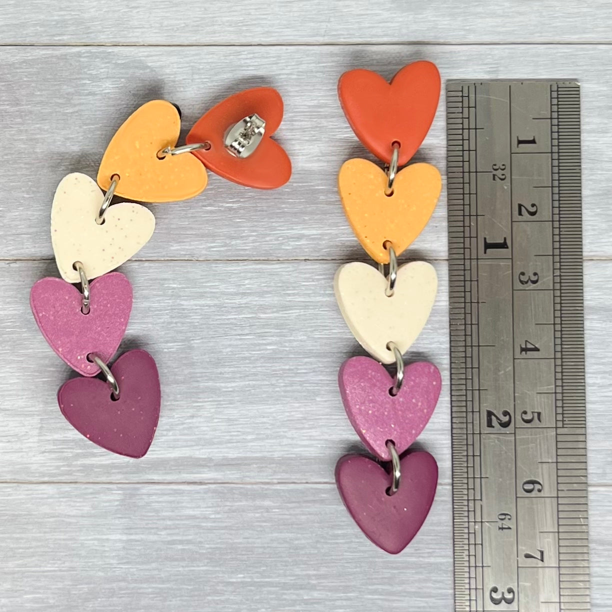 Lesbian Pride Heart Stud Dangles