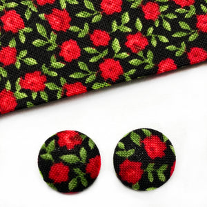 Rose Fabric Button Earrings