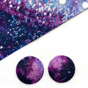 Galaxy Fabric Button Earrings