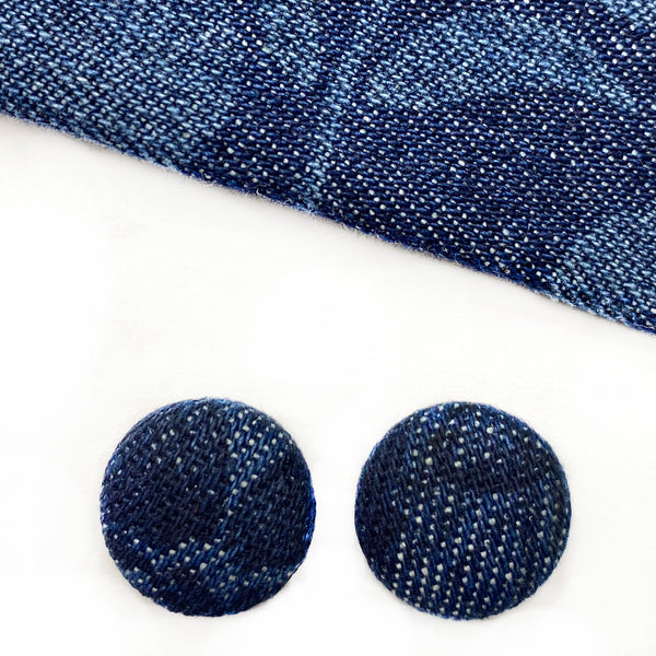 Textured Denim Button Earrings