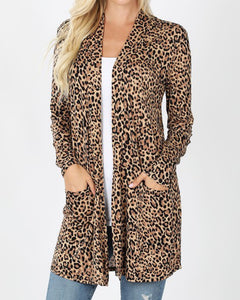 Leopard Cardigan with Pockets