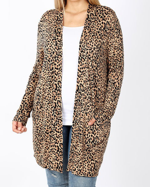 Leopard Cardigan with Pockets