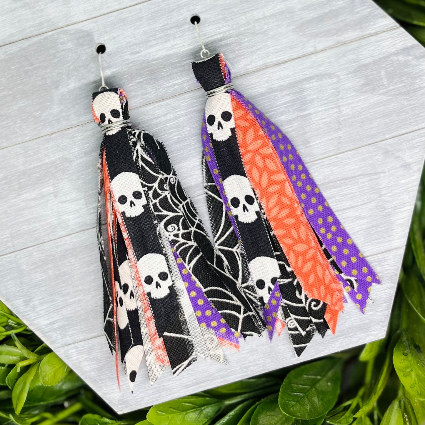 Halloween Fabric Tassel Earrings