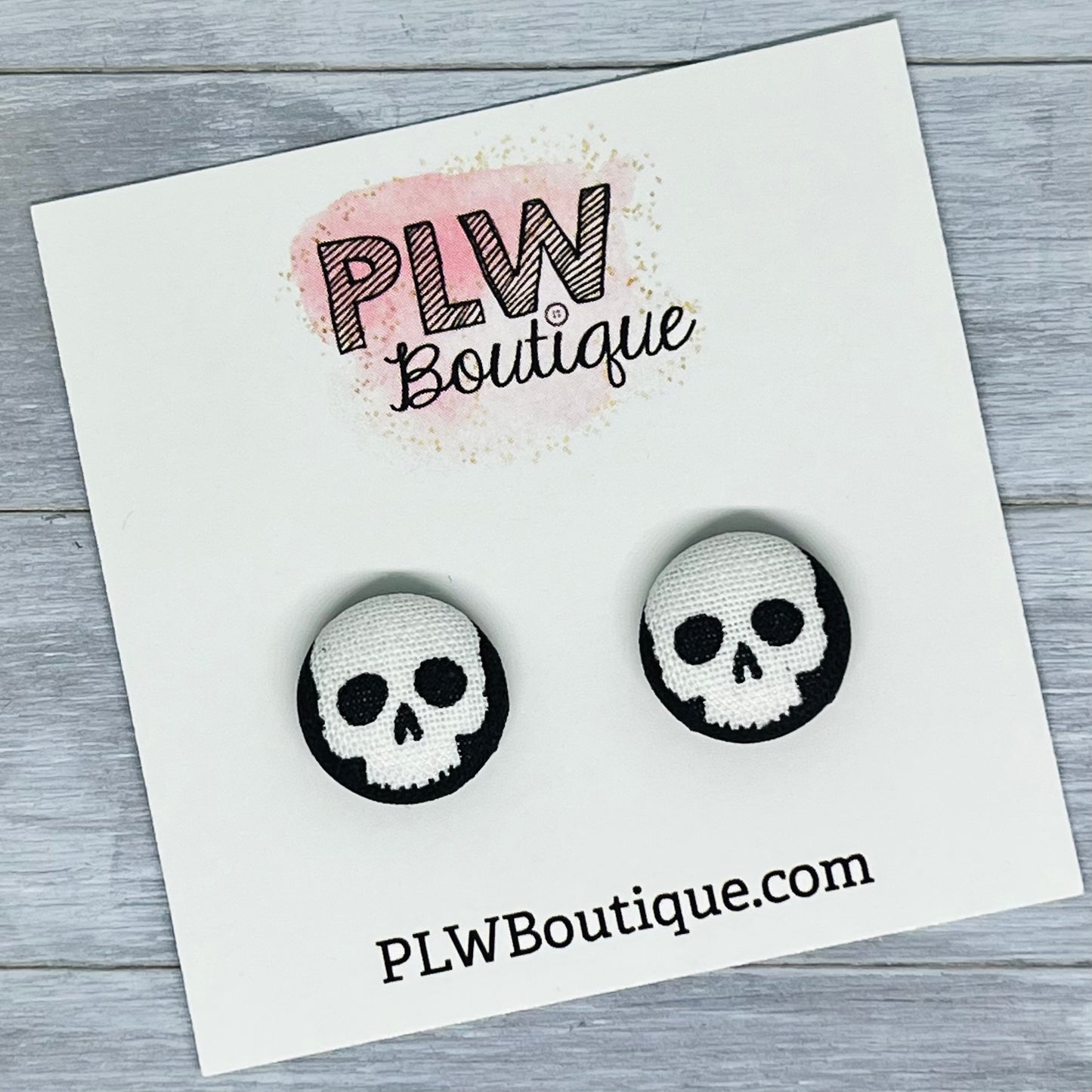 Skull Fabric Button Earrings