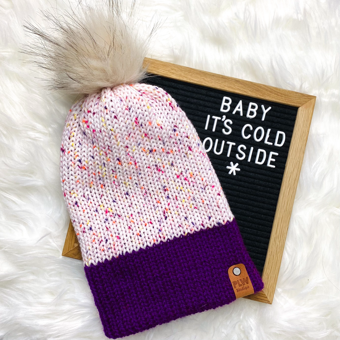 Fruity Speckles w/ Purple Brim Slouchy Beanie